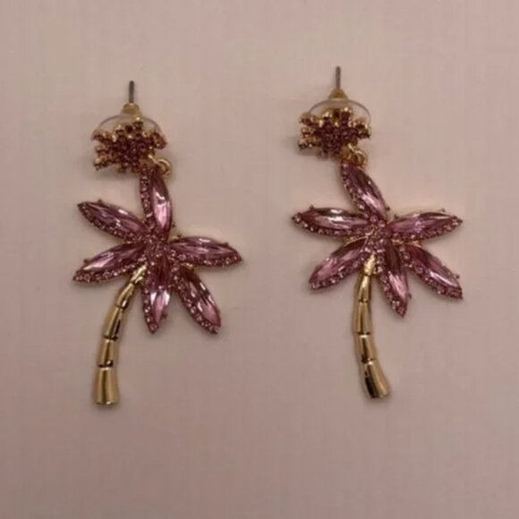 ⭐️❤️ FREE Palm Tree Plant Boho Peasant Rhinestone Hipster Hippie Chic Earrings - Picture 3 of 10
